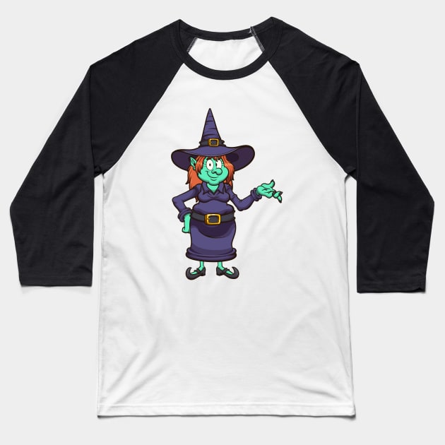 Cute Witch Baseball T-Shirt by TheMaskedTooner